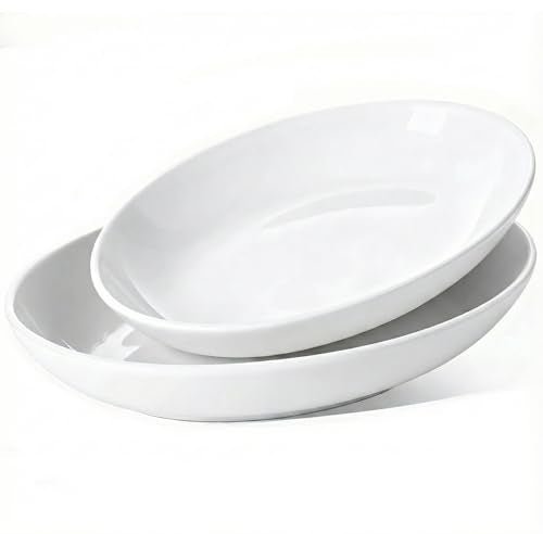 Gacoree Oval Serving Platters Set of 2 (14" & 12"), Large Wide Ceramic Serving Dishes for Entertaining, Turkey, Fish