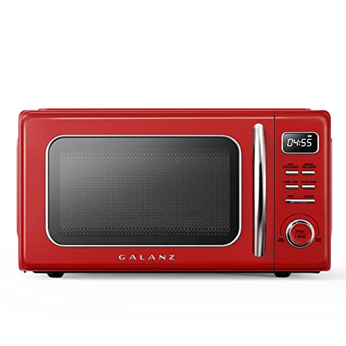 Galanz GLCMKZ11RDR10 Retro Countertop Microwave Oven with Auto Cook & Reheat, Defrost, Quick Start Functions, Easy Clean with Glass Turntable, Pull Handle, 1.1 cu ft, Red - My Kitchen Products