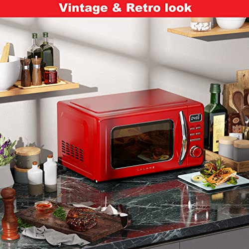 Galanz GLCMKZ11RDR10 Retro Countertop Microwave Oven with Auto Cook & Reheat, Defrost, Quick Start Functions, Easy Clean with Glass Turntable, Pull Handle, 1.1 cu ft, Red - My Kitchen Products