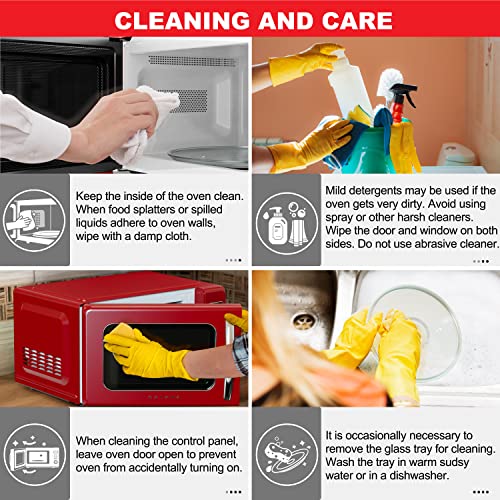 Galanz GLCMKZ11RDR10 Retro Countertop Microwave Oven with Auto Cook & Reheat, Defrost, Quick Start Functions, Easy Clean with Glass Turntable, Pull Handle, 1.1 cu ft, Red - My Kitchen Products