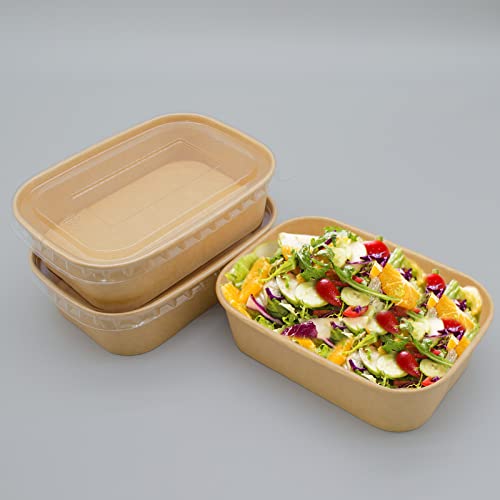 ganfaner 17oz Disposable Food Meal Prep Container with Lids, 50 Sets Paper Acai Bowls Compostable for Soup Noodles Microwave Safe, Leak-Proof Salad Bowl for Lunch Party Home School Take Out - My Kitchen Products