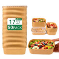ganfaner 17oz Disposable Food Meal Prep Container with Lids, 50 Sets Paper Acai Bowls Compostable for Soup Noodles Microwave Safe, Leak-Proof Salad Bowl for Lunch Party Home School Take Out - My Kitchen Products