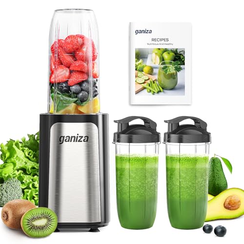 Ganiza Blender for Smoothies, 14Pcs Personal Blender for Shake and Smoothies for Kitchen with 3 Portable Cups (1x24oz &