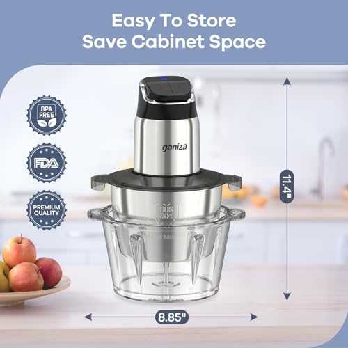 Ganiza Food Processor with Dual Bowls, 2-Speed Food Chopper & Meat Grinder - My Kitchen Products