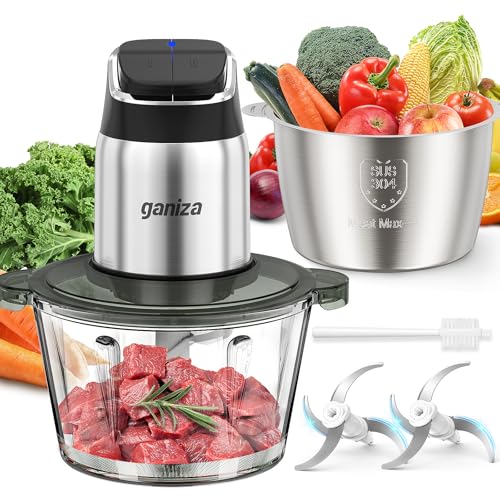 Ganiza Food Processor with Dual Bowls, 2-Speed Food Chopper & Meat Grinder - My Kitchen Products