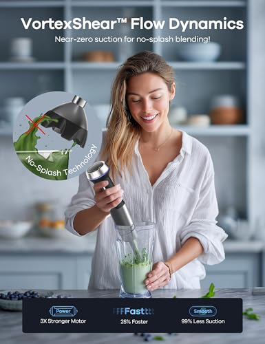 Ganiza Immersion Blender Handheld Corded 8 in 1 Hand Blender Max 1000W 16 Speed Mode Stick Emulsifier with 800ml Mixing Beaker, 600ml Chopper, Whisk, Frother, Potato Masher and Portable Bottle - My Kitchen Products