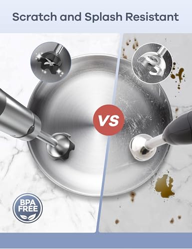 Ganiza Immersion Blender Handheld Corded 8 in 1 Hand Blender Max 1000W 16 Speed Mode Stick Emulsifier with 800ml Mixing Beaker, 600ml Chopper, Whisk, Frother, Potato Masher and Portable Bottle - My Kitchen Products
