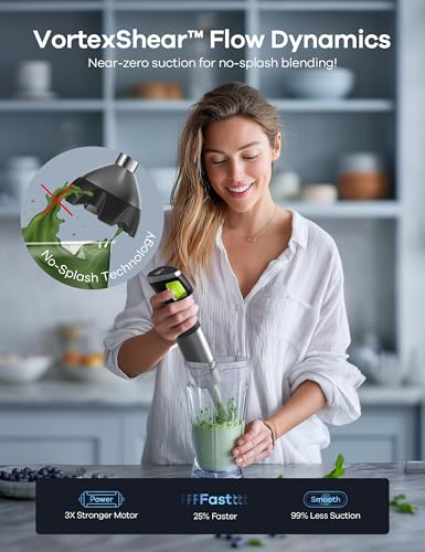 Ganiza Immersion Blender, Max 1200W Heavy Duty Hand Blender with Time Display & Variable Speed Trigger, 9-in-1 Electric Handheld Mixer with Chopper Whisk Frother Beaker Ideal for Soup Puree Smoothies - My Kitchen Products