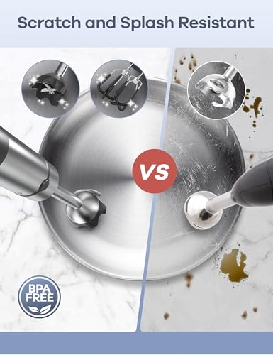 Ganiza Immersion Blender, Max 1200W Heavy Duty Hand Blender with Time Display & Variable Speed Trigger, 9-in-1 Electric Handheld Mixer with Chopper Whisk Frother Beaker Ideal for Soup Puree Smoothies - My Kitchen Products