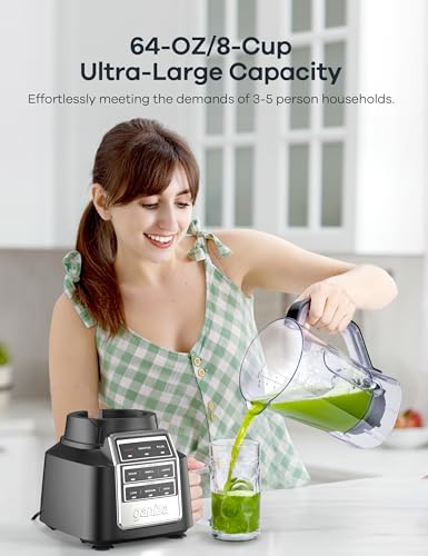 Ganiza Smoothie Blender, 1800W Peak Power Professional Countertop Blenders for Kitchen, 64oz Large Capacity Juice Pitcher with CentriFlow Ribs Patent, High-Speed Smoothie Maker for Ice/Frozen Fruit - My Kitchen Products