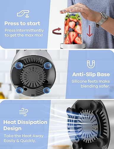 Ganiza Smoothie Blender, 900W Blenders for Shakes and Smoothies, 15-Piece Personal Blender and Grinder Combo for Kitchen, Smoothies Maker with 4 BPA-Free Portable Cup, Nutritious Recipe - My Kitchen Products