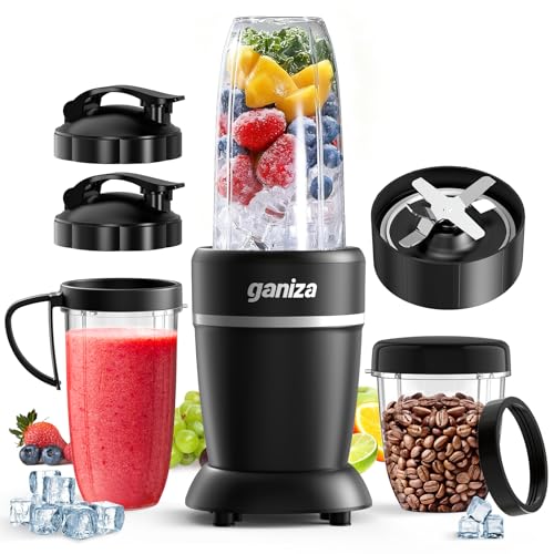 Ganiza Smoothie Blender, Max 1300 Watt Personal Blender and Grinder Combo for Kitchen, Portable Maker for Smoothies