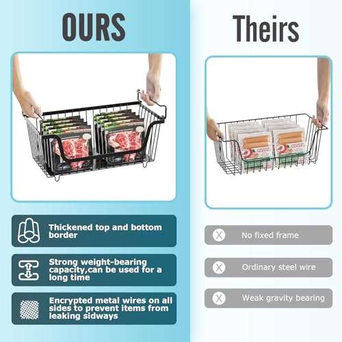 GAOKASE 4 Pcs Stackable Wire Baskets for Pantry Organizers and Storage,Vegetable Fruit Basket for Countertop,Kitchen Storage Metal Baskets,Produce Potato Onion Storage Bin-Black - My Kitchen Products