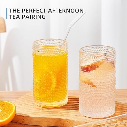 GDCCI 16oz Hobnail Drinking Glasses Set of 6, Vintage Large Capacity Embossed Clear Tumblers, Highball Glasses for Water, Cocktail, Beer, Whiskey, Juice & Bar Use - My Kitchen Products