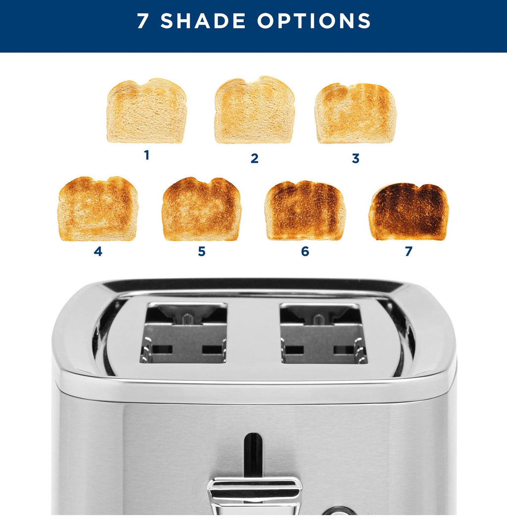 GE 2 Slice Stainless Steel Toaster, Extra Wide Slots for Toasting Bagels, Breads, Waffles & More, 7 Adjustable Shade Settings, Removable Crumb Tray, Countertop Kitchen Essentials, 850 Watts - My Kitchen Products