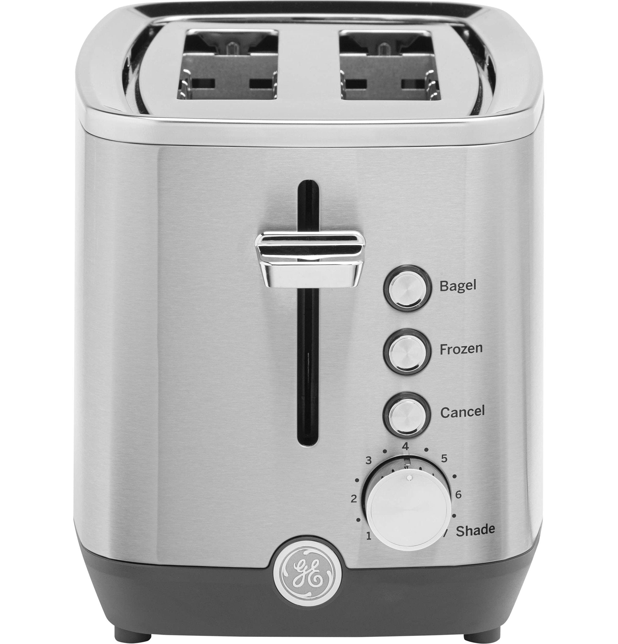 GE 2 Slice Stainless Steel Toaster, Extra Wide Slots for Toasting Bagels, Breads, Waffles & More, 7 Adjustable Shade
