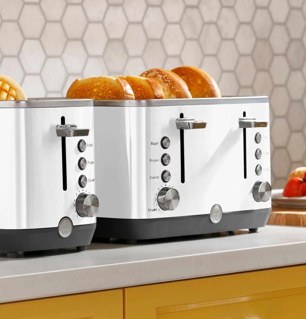 GE 2 Slice Toaster, Extra Wide Slots for Toasting Bagels, Breads, Waffles & More, 7 Adjustable Shade Settings, Removable Crumb Tray, Countertop Kitchen Essentials, 850 Watts, White - My Kitchen Products