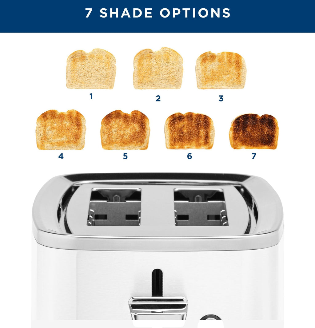 GE 2 Slice Toaster, Extra Wide Slots for Toasting Bagels, Breads, Waffles & More, 7 Adjustable Shade Settings, Removable Crumb Tray, Countertop Kitchen Essentials, 850 Watts, White - My Kitchen Products