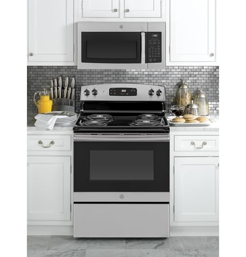 GE 30" Over-the-Range Microwave, 1.6 Cu. Ft., 1000 Watts, 300 CFM Hood Vent, LED Lighting, Auto Defrost, Easy Mount Install, Stainless Steel, JVM3160RFSS - My Kitchen Products