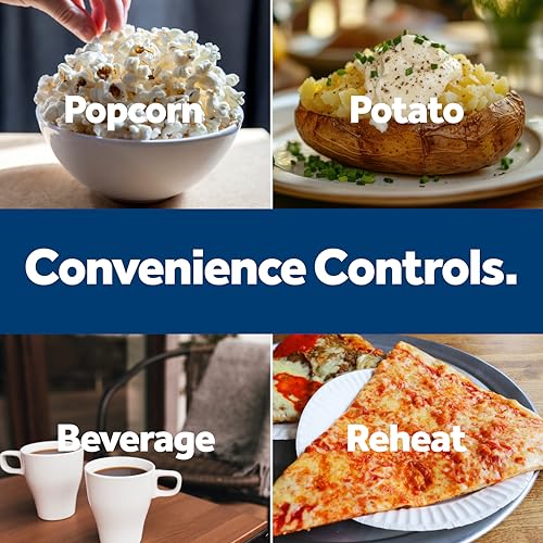 GE Compact Countertop Microwave Oven, 0.7 Cubic Ft., 700-watt Capacity, 6 Auto Cooking Settings, Child-Lock Technology, Dorm Room or Apartment, Stainless Steel - My Kitchen Products