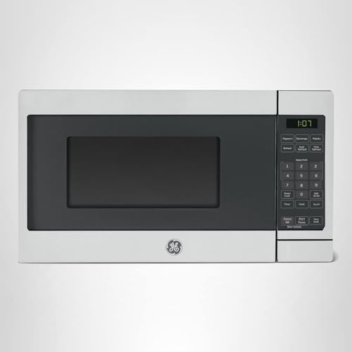 GE Compact Countertop Microwave Oven, 0.7 Cubic Ft., 700-watt Capacity, 6 Auto Cooking Settings, Child-Lock Technology, Dorm Room or Apartment, Stainless Steel - My Kitchen Products