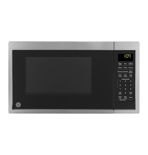 GE Countertop Microwave Oven, Compact 0.9 Cubic Ft., 900-watt Capacity, 7 Auto Cooking Settings, Child-Lock Technology, Kitchen Essentials for The Countertop, Dorm Room or Apartment, Stainless Steel - My Kitchen Products