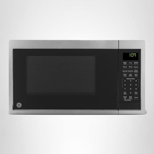 GE Countertop Microwave Oven, Compact 0.9 Cubic Ft., 900-watt Capacity, 7 Auto Cooking Settings, Child-Lock Technology, Kitchen Essentials for The Countertop, Dorm Room or Apartment, Stainless Steel - My Kitchen Products