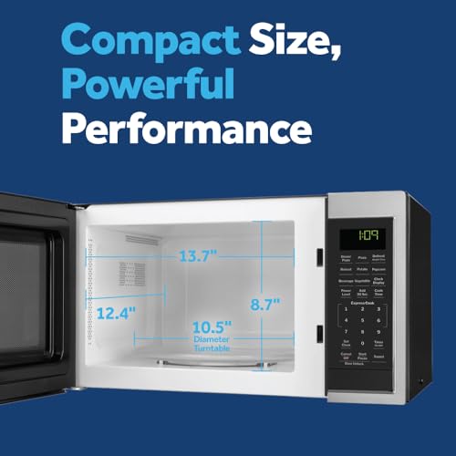 GE Countertop Microwave Oven, Compact 0.9 Cubic Ft., 900-watt Capacity, 7 Auto Cooking Settings, Child-Lock Technology, Kitchen Essentials for The Countertop, Dorm Room or Apartment, Stainless Steel - My Kitchen Products