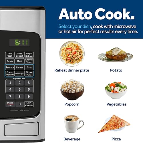 GE Countertop Microwave Oven, Compact 1.1 Cubic Ft., 950-watt Capacity, 6 Auto Cooking Settings, Child-Lock Technology, Kitchen Essentials for The Countertop, Dorm Room or Apartment, Stainless Steel - My Kitchen Products