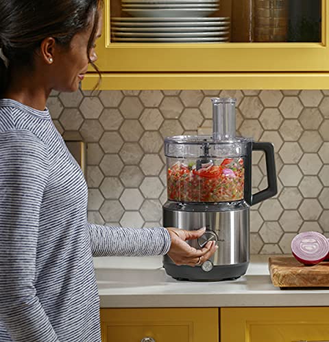 GE Food Processor, Large 12-Cup Vegetable Chopper for Shredding, Mincing, Dicing & Kneading Dough, 9 Stainless Steel Accessories, 550W Motor, 3 Speed, Dishwasher Safe - My Kitchen Products