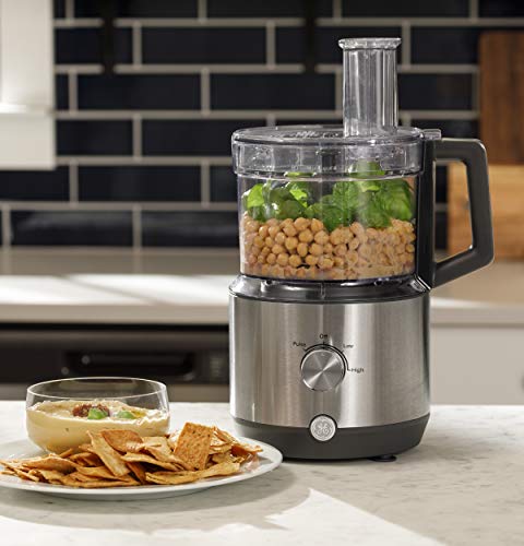 GE Food Processor, Large 12-Cup Vegetable Chopper for Shredding, Mincing, Dicing & Kneading Dough, 9 Stainless Steel Accessories, 550W Motor, 3 Speed, Dishwasher Safe - My Kitchen Products