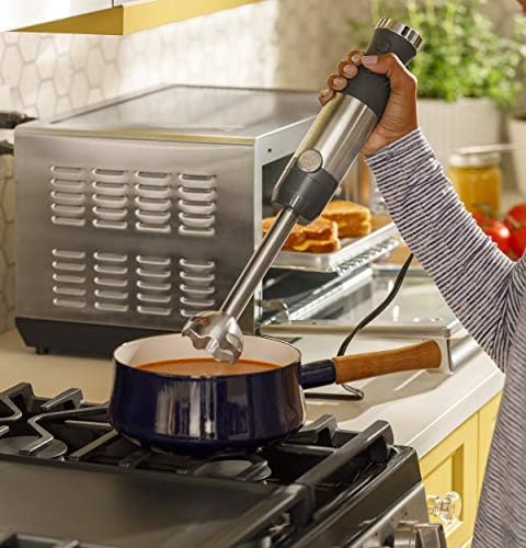 GE Immersion Blender | Handheld Blender for Shakes, Smoothies, Baby Food & More | Includes Whisk & Blending Jar | 2-Speed | Interchangeable Attachment for Easy Clean | 500 Watts | Stainless Steel - My Kitchen Products