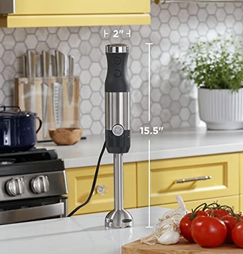 GE Immersion Blender | Handheld Blender for Shakes, Smoothies, Baby Food & More | Includes Whisk & Blending Jar | 2-Speed | Interchangeable Attachment for Easy Clean | 500 Watts | Stainless Steel - My Kitchen Products