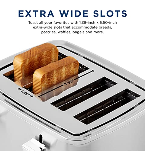 GE Stainless Steel 4 Slice Toaster | Extra Wide Slots for Bagels, Breads, Waffles & More | 7 Shade Options | Countertop Kitchen Essentials | 1500 watt - My Kitchen Products