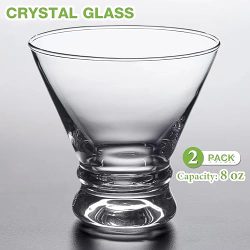 Gencywe 2 Pack Martini Glasses, 8 Ounce Crystal Cocktail Glasses, Martini Drinking Glasses, Hand Blown Stemless Cocktail Glassware for Bar, Martini, Cosmopolitan, Manhattan, Gimlet, Pisco Sour, Brandy - My Kitchen Products