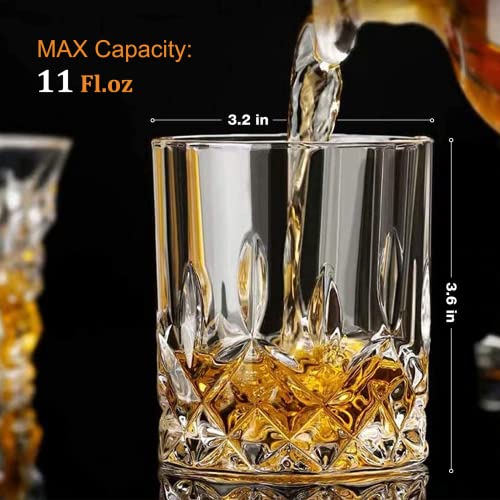 Gencywe Crystal Whiskey Glasses Set of 8(Buy 6, get 2 Free), 11 OZ Old Fashioned Whiskey Glasses, Bourbon Cocktail Rocks Glasses, Clear Bar Glasses for Drinking Scotch Vodka Tequila Rum Gift for Men - My Kitchen Products
