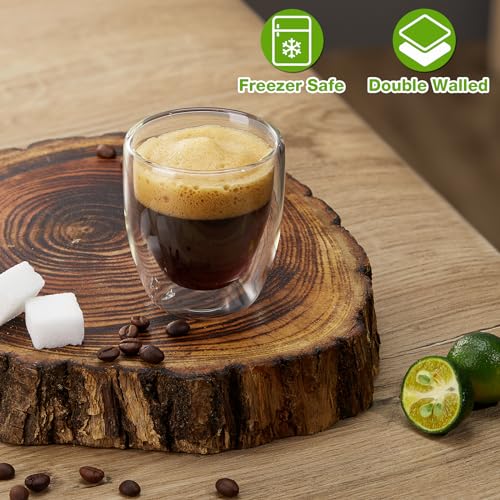 Gencywe Double Walled Espresso Cups Set of 4 (50% Thicker), 3 Ounce Clear Expresso Coffee Mugs, Espresso Shot Glasses, Double Wall Insulated Espresso Cups Suit for Espresso Machine, Microwave Safe - My Kitchen Products