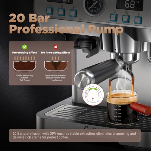 GeniCup Espresso Machine with Grinder 20 Bar Professional Expresso Coffee Machines for Home Customizable 194℉-203℉ Temp Control Espresso Maker with 68oz Water Tank All-in-One Coffee Maker Cold Brew - My Kitchen Products