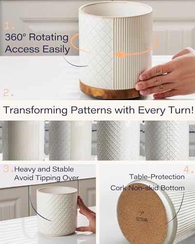 getstar Extra Large Rotating Utensil Holder for Kitchen Counter, 7.2" Ceramic Utensils Crocks Set for Countertop Large & Small Utensil Organizer for Spatula Farmhouse Kitchen Decor - My Kitchen Products