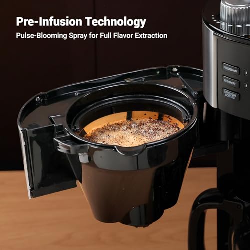 Gevi 10-Cup Drip Coffee Maker with Built-in Burr Grinder & Programmable Timer, 1.5L Water Tank, Auto Keep-Warm, Reusable Filter - Fresh Ground Coffee Machine (Black) - My Kitchen Products