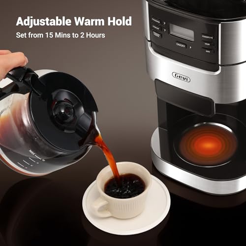 Gevi 10-Cup Drip Coffee Maker with Built-in Burr Grinder & Programmable Timer, 1.5L Water Tank, Auto Keep-Warm, Reusable Filter - Fresh Ground Coffee Machine (Black) - My Kitchen Products