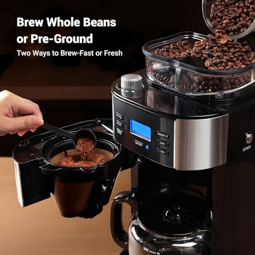 Gevi 10-Cup Drip Coffee Maker with Built-in Burr Grinder & Programmable Timer, 1.5L Water Tank, Auto Keep-Warm, Reusable Filter - Fresh Ground Coffee Machine (Black) - My Kitchen Products