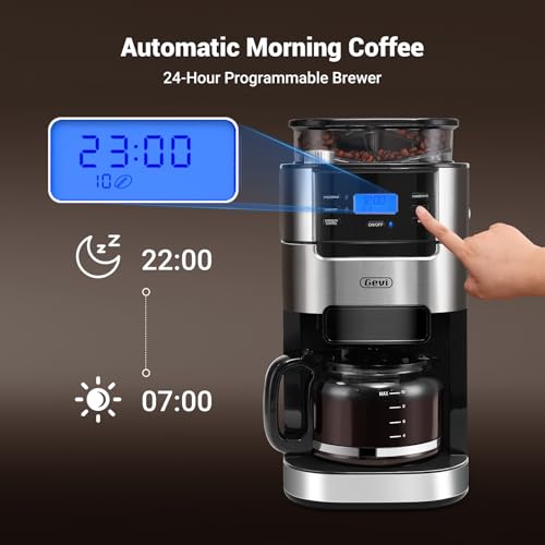Gevi 10-Cup Drip Coffee Maker with Built-in Burr Grinder & Programmable Timer, 1.5L Water Tank, Auto Keep-Warm, Reusable Filter - Fresh Ground Coffee Machine (Black) - My Kitchen Products