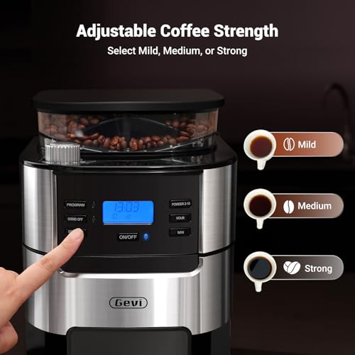 Gevi 10-Cup Drip Coffee Maker with Built-in Burr Grinder & Programmable Timer, 1.5L Water Tank, Auto Keep-Warm, Reusable Filter - Fresh Ground Coffee Machine (Black) - My Kitchen Products