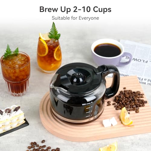 Gevi 10-Cup Drip Coffee Maker with Burr Grinder | Programmable Timer, 1.5L Water Tank, Reusable Filter, Warming Plate, All-in-One Brew & Grind Coffee Machine - My Kitchen Products