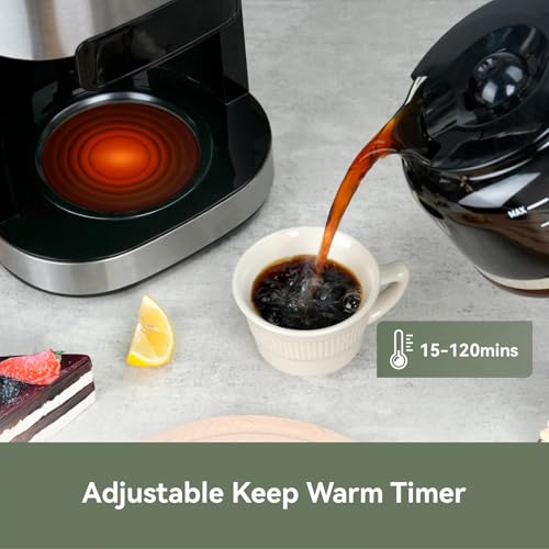 Gevi 10-Cup Drip Coffee Maker with Burr Grinder | Programmable Timer, 1.5L Water Tank, Reusable Filter, Warming Plate, All-in-One Brew & Grind Coffee Machine - My Kitchen Products