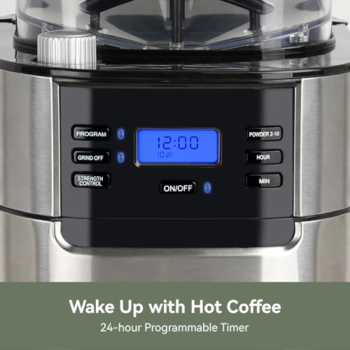 Gevi 10-Cup Drip Coffee Maker with Burr Grinder | Programmable Timer, 1.5L Water Tank, Reusable Filter, Warming Plate, All-in-One Brew & Grind Coffee Machine - My Kitchen Products