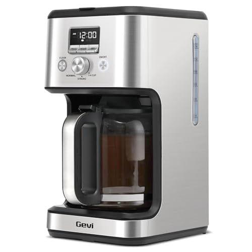 Gevi 14-Cup Drip Coffee Maker, Strong Brew, Glass Carafe, 2H Warm Silver - My Kitchen Products