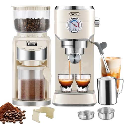 Gevi 20 Bar Espresso Coffee Machine with Burr Grinder Set | 35 Precise Grind Settings | Milk Frother for Latte Cappuccino | Professional Home Barista Kit | Gift for Coffee Lovers - My Kitchen Products