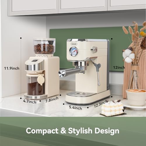 Gevi 20 Bar Espresso Coffee Machine with Burr Grinder Set | 35 Precise Grind Settings | Milk Frother for Latte Cappuccino | Professional Home Barista Kit | Gift for Coffee Lovers - My Kitchen Products